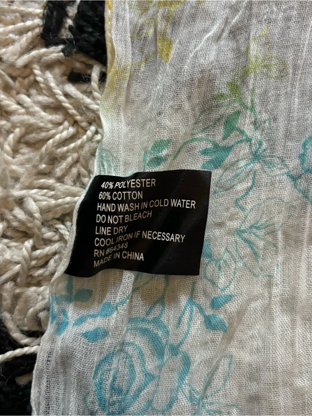 Preppy Multicolor Rose Print Rainbow White Semi Sheer Scarf